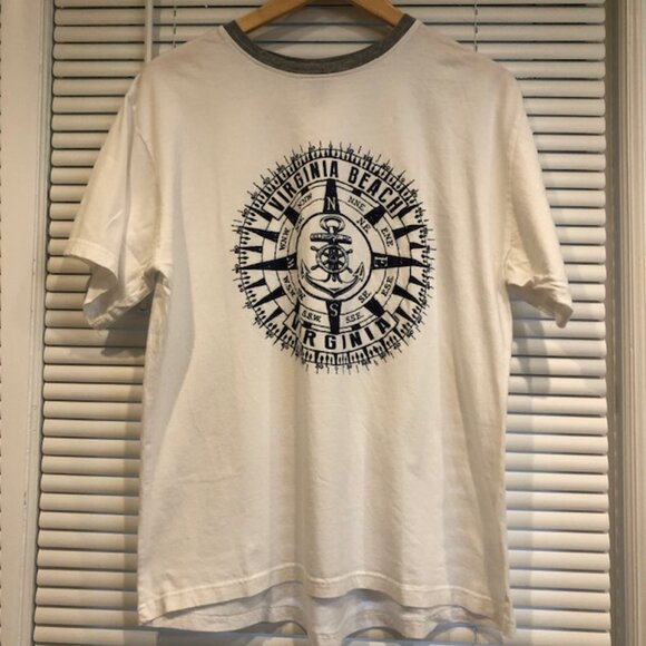 Virginia Beach Anchor Graphic Print Crew Neck T-Shirt Size L - Picture 2 of 11
